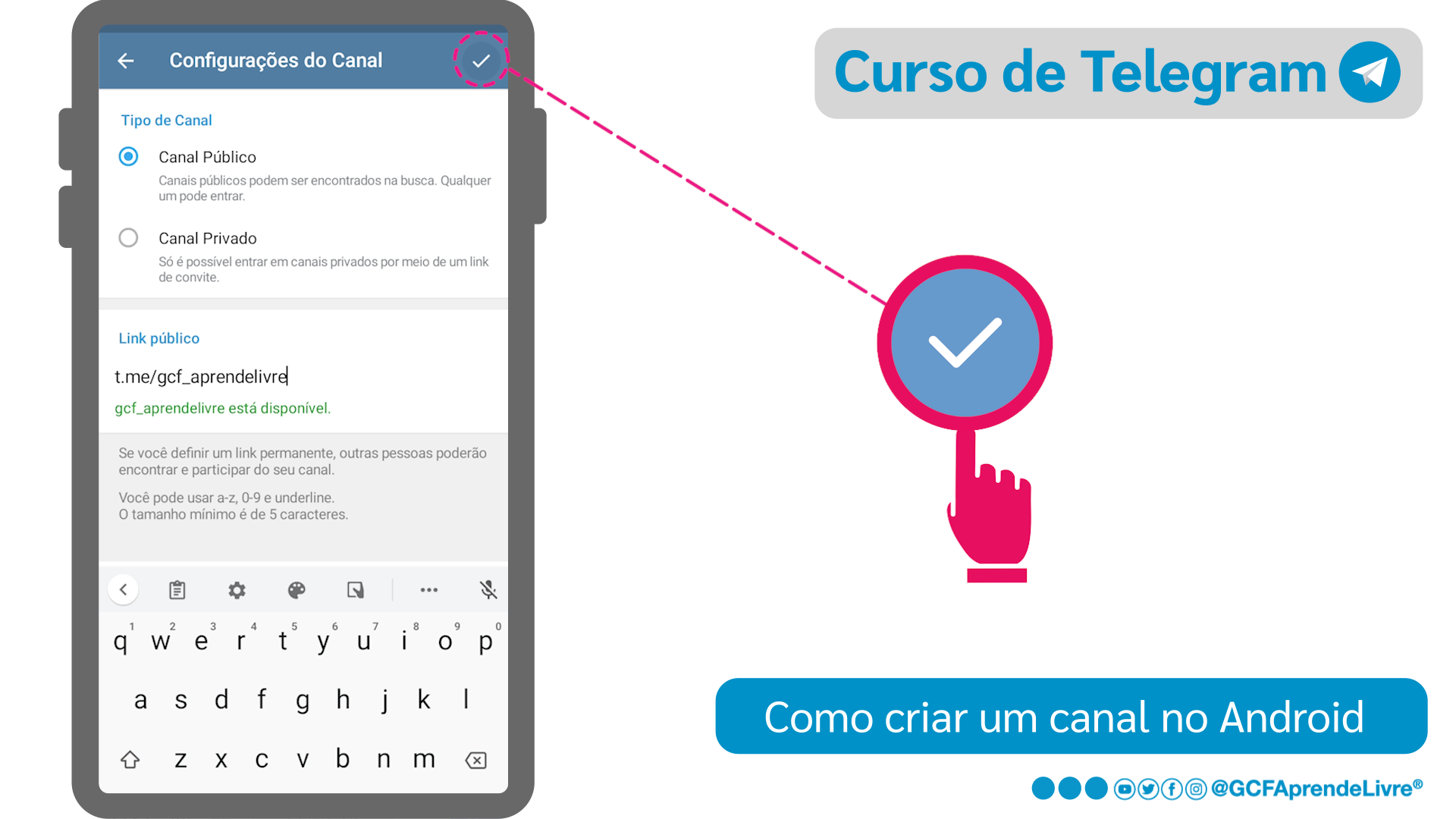 Como criar um canal público do Telegram no Android - passo 4